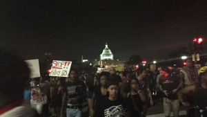 Protestors head back towards the White House after marching to the US Capitol