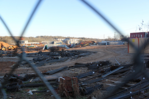 The ongoing construction of “The Mark,” viewed from E Broad St.